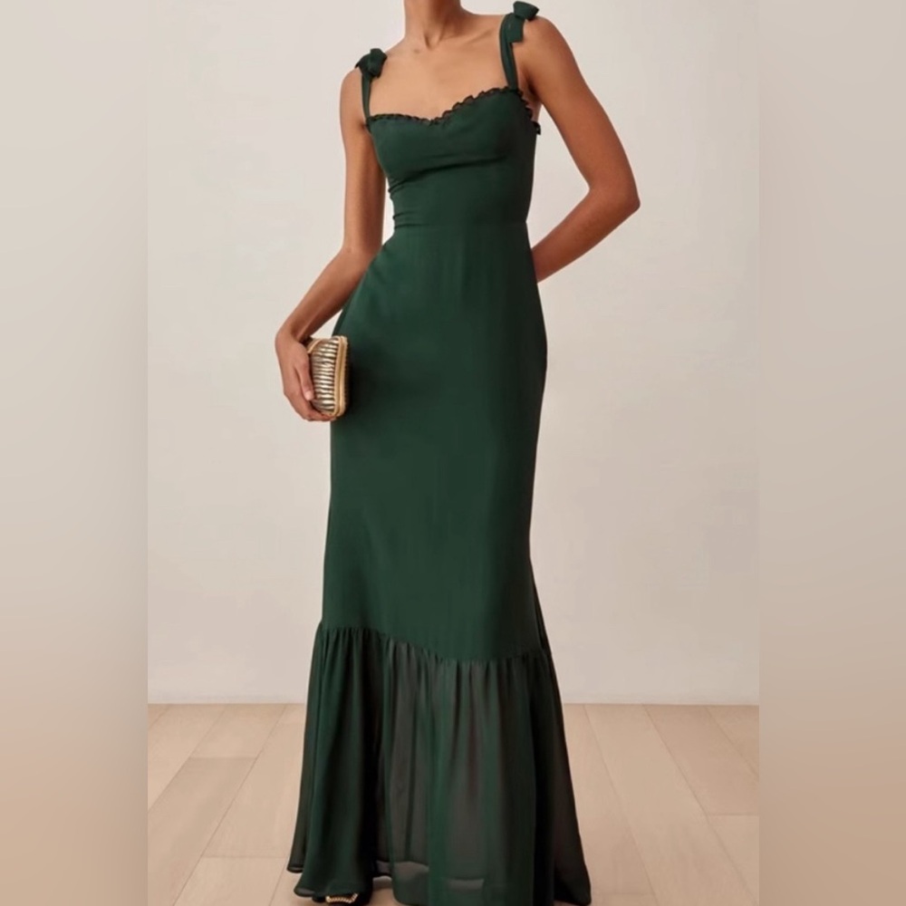 Reformation Forest Green Long Dress